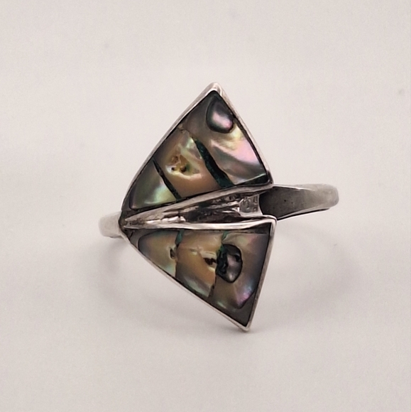 Taxco Jewelry - Taxco Silver Ring with Iridescent Accents